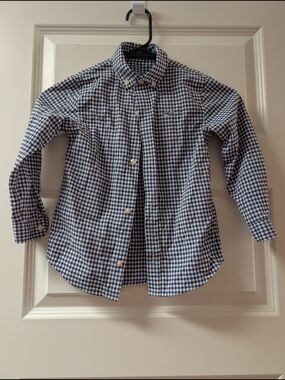Vineyard Vines Boys Size 4T Blue and White Gingham Button-Down Shirt